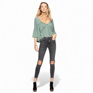Free People Busted Knee Women's Black Skinny Grunge Jeans | Size 29 | NWT